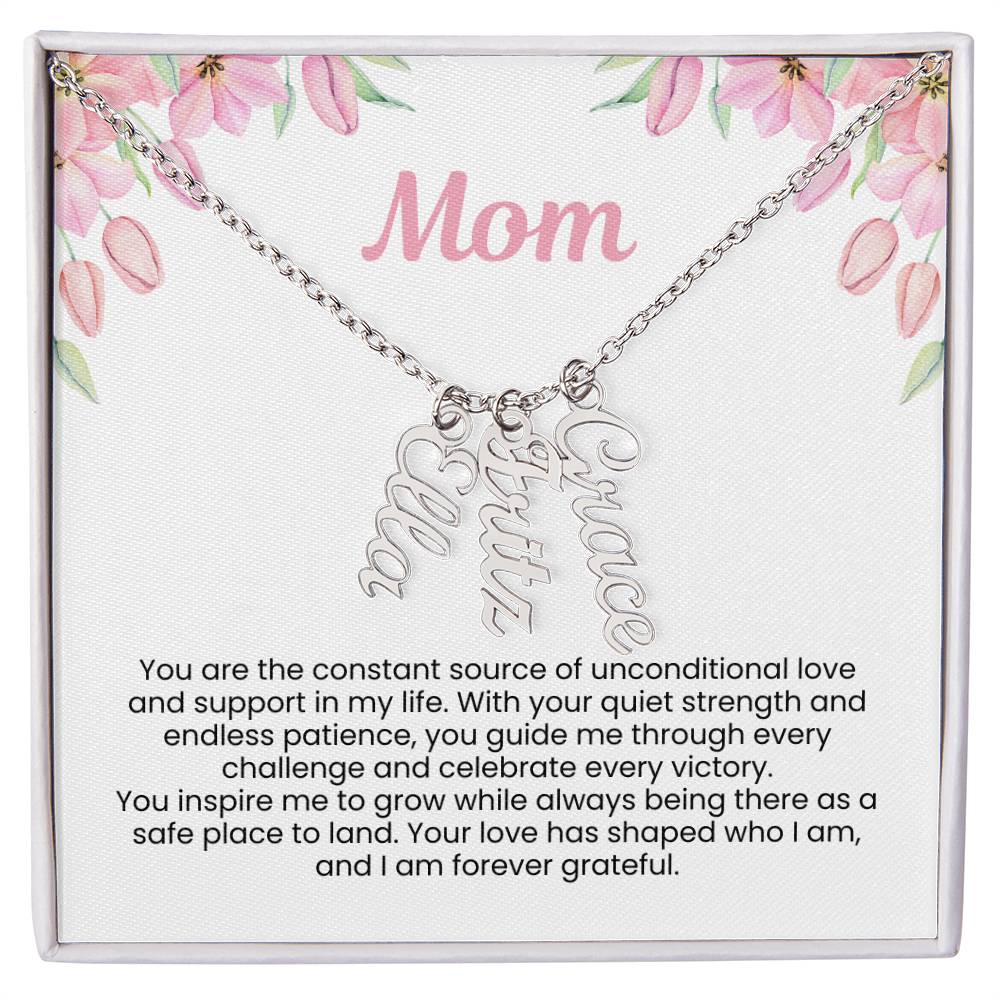 A Timeless Gift for Mom – Custom Three-Name Cursive Necklace