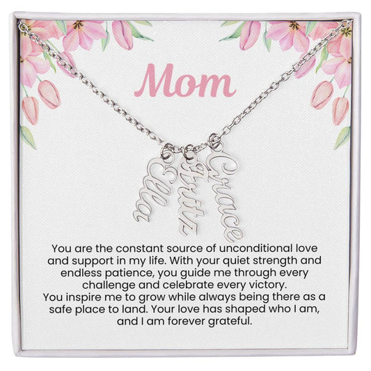 A Timeless Gift for Mom – Custom Three-Name Cursive Necklace