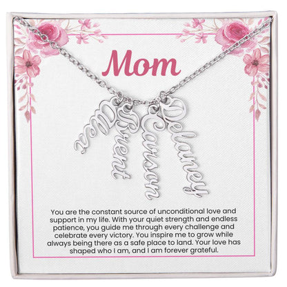 A Timeless Gift for Mom – Custom Four-Name Cursive Necklace