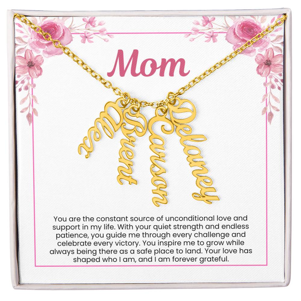 A Timeless Gift for Mom – Custom Four-Name Cursive Necklace