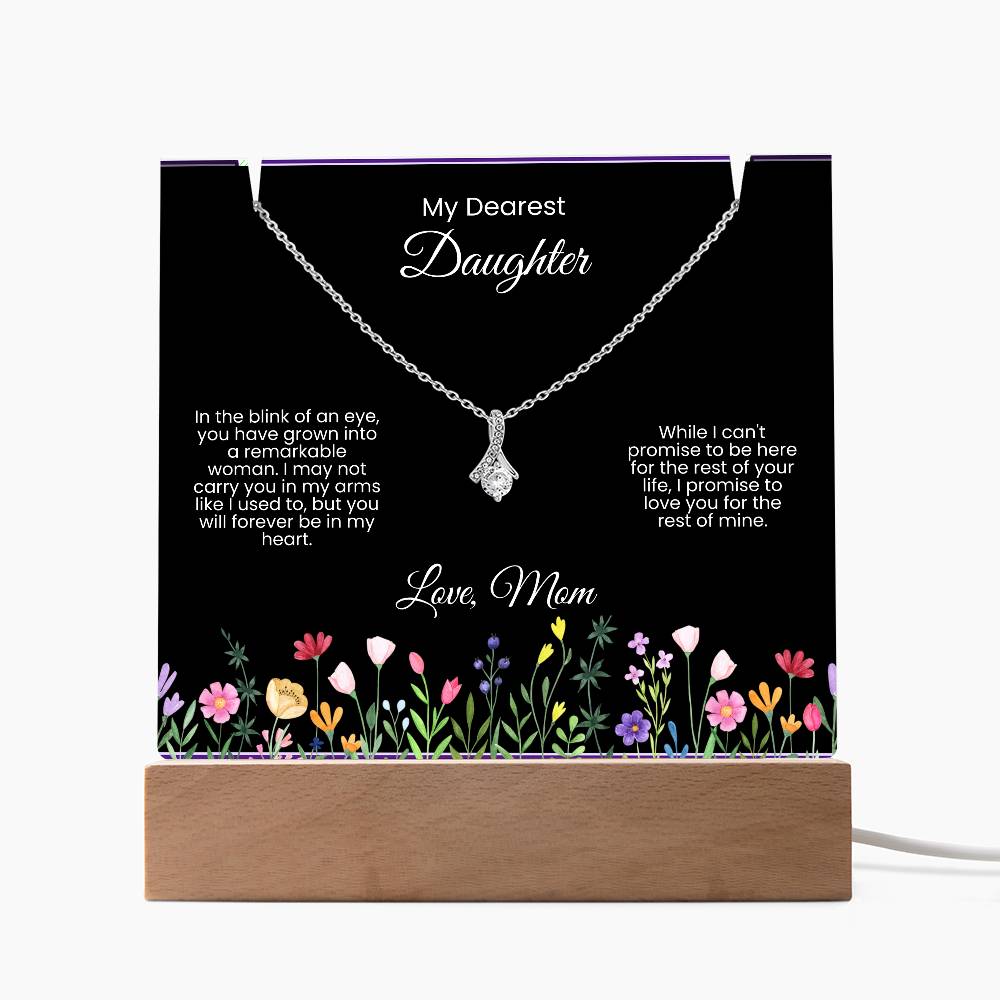 Perfect Daughter Gift - Acrylic Plaque and Beautiful Necklace (LED light)