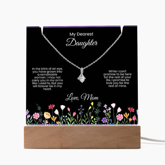 Perfect Daughter Gift - Acrylic Plaque and Beautiful Necklace (LED light)