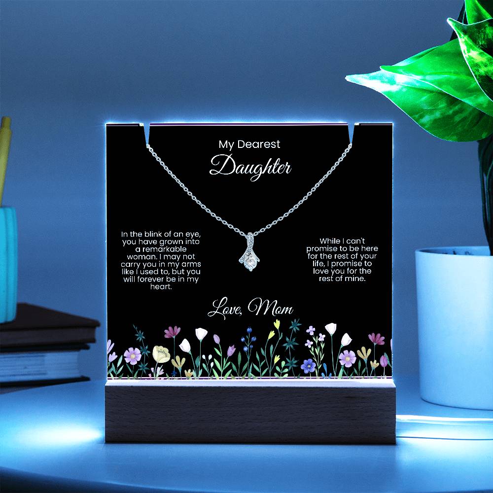 Perfect Daughter Gift - Acrylic Plaque and Beautiful Necklace (LED light)