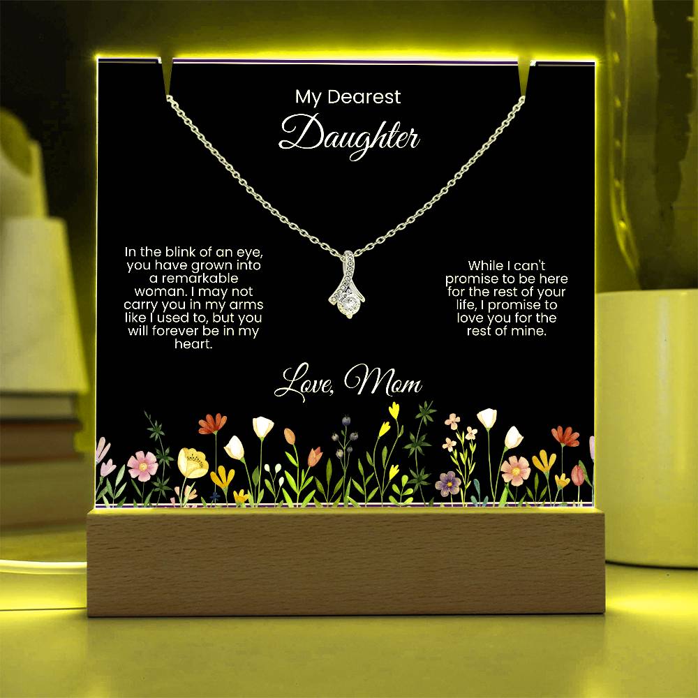 Perfect Daughter Gift - Acrylic Plaque and Beautiful Necklace (LED light)