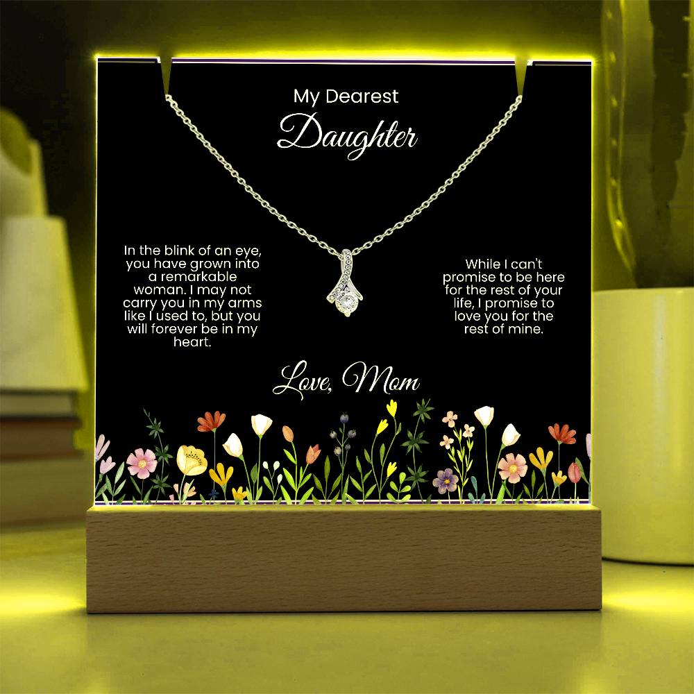 Perfect Daughter Gift - Acrylic Plaque and Beautiful Necklace (LED light)