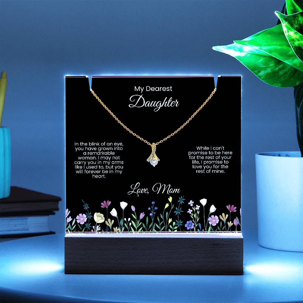 Perfect Daughter Gift - Acrylic Plaque and Beautiful Necklace (LED light)